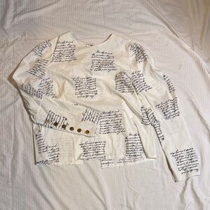 CBR White Long Sleeve Top with Black Script Print
